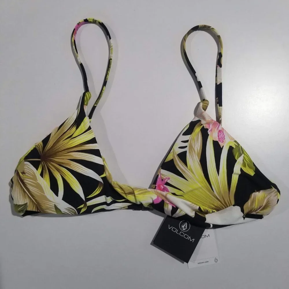 Volcom Shore She Can Scoop-Neck Bikini Top Size Small